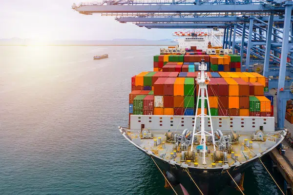 Shipping containers at port for the export of Zylem liquid fertiliser from South Africa